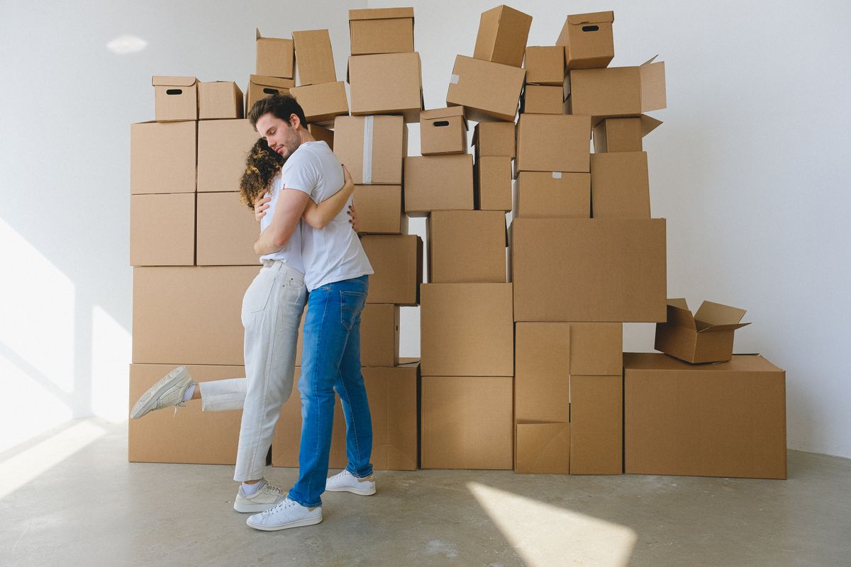 Cajas de mudanza apiladas